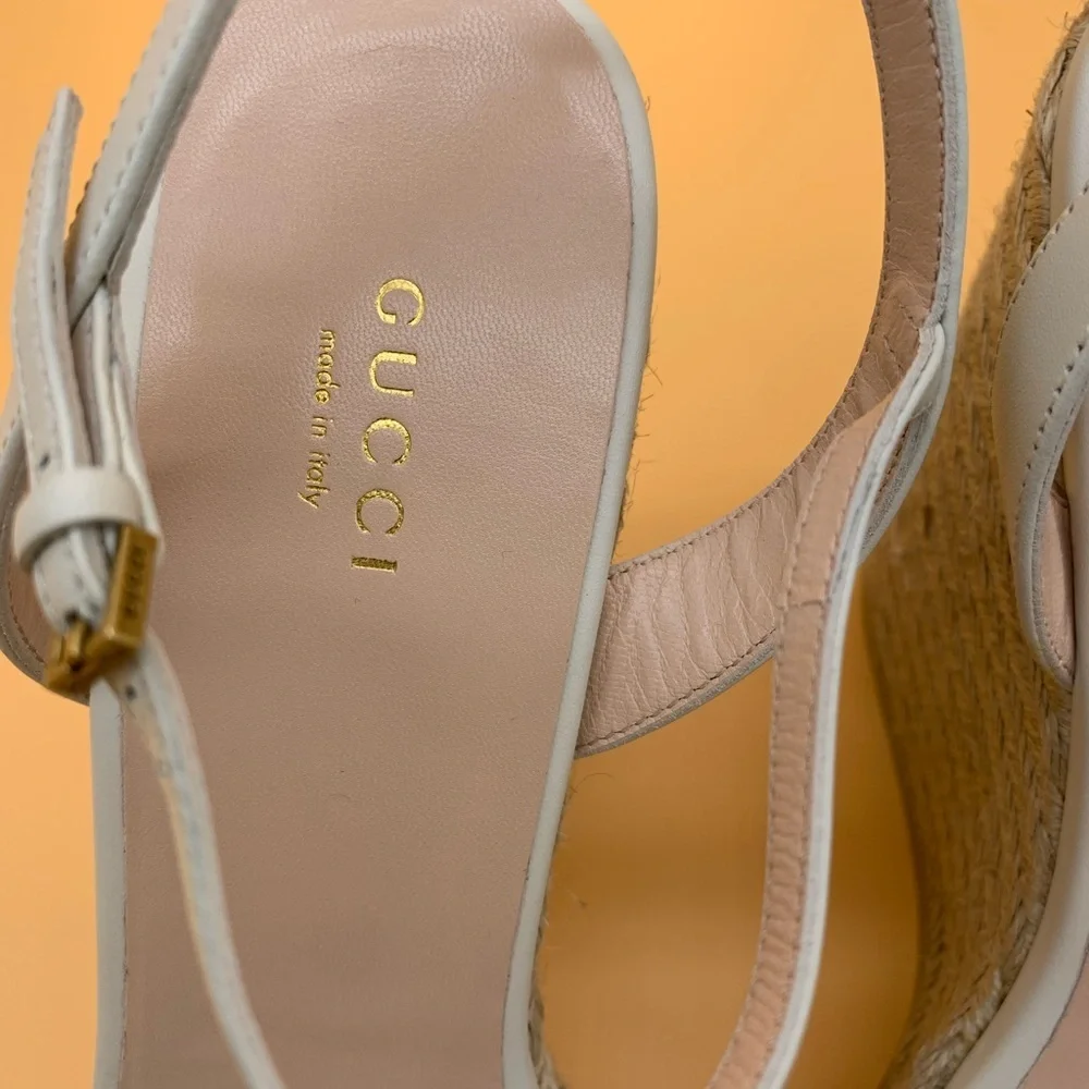 Gucci Lifford Double G Logo Espadrilles Sandals size 41.5